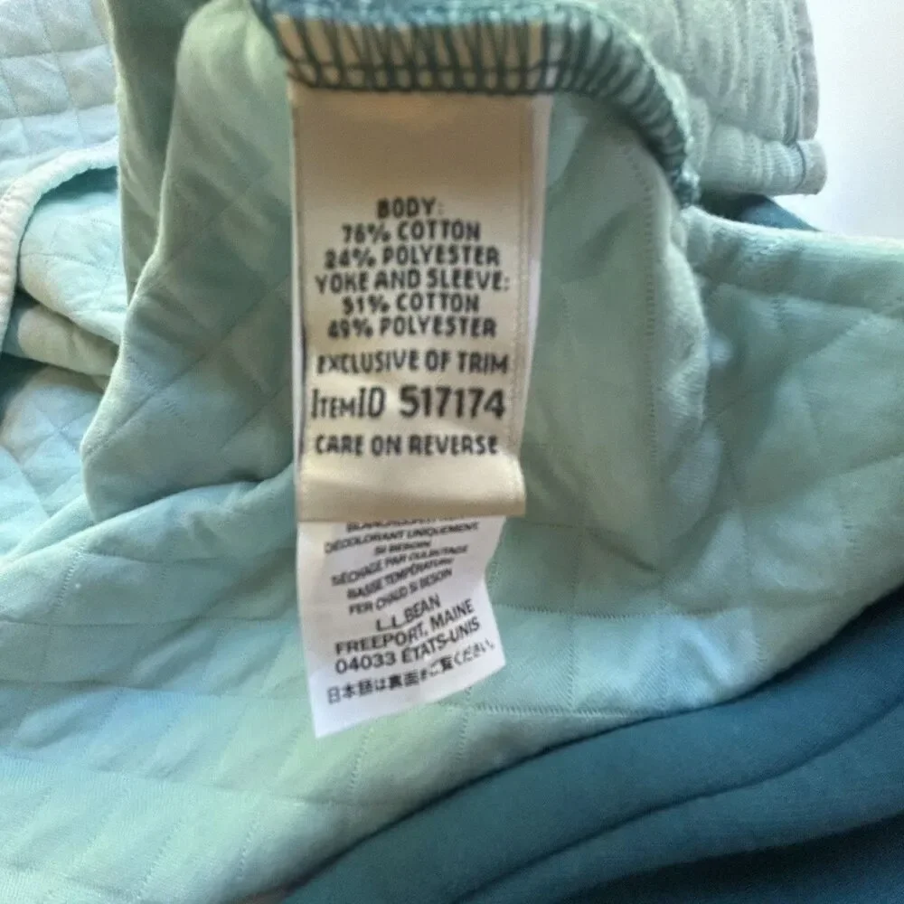 NWT L. L. Bean 1/4 Snap Sweatshirt XL Tunic Quilted Green Colorblock 517174 - Picture 6 of 9